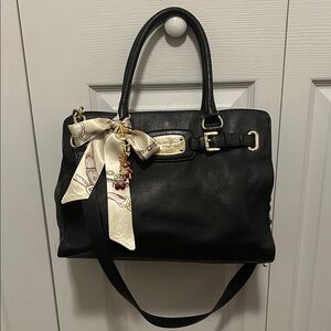 Michael Kors Black Satchel with Gold Accents